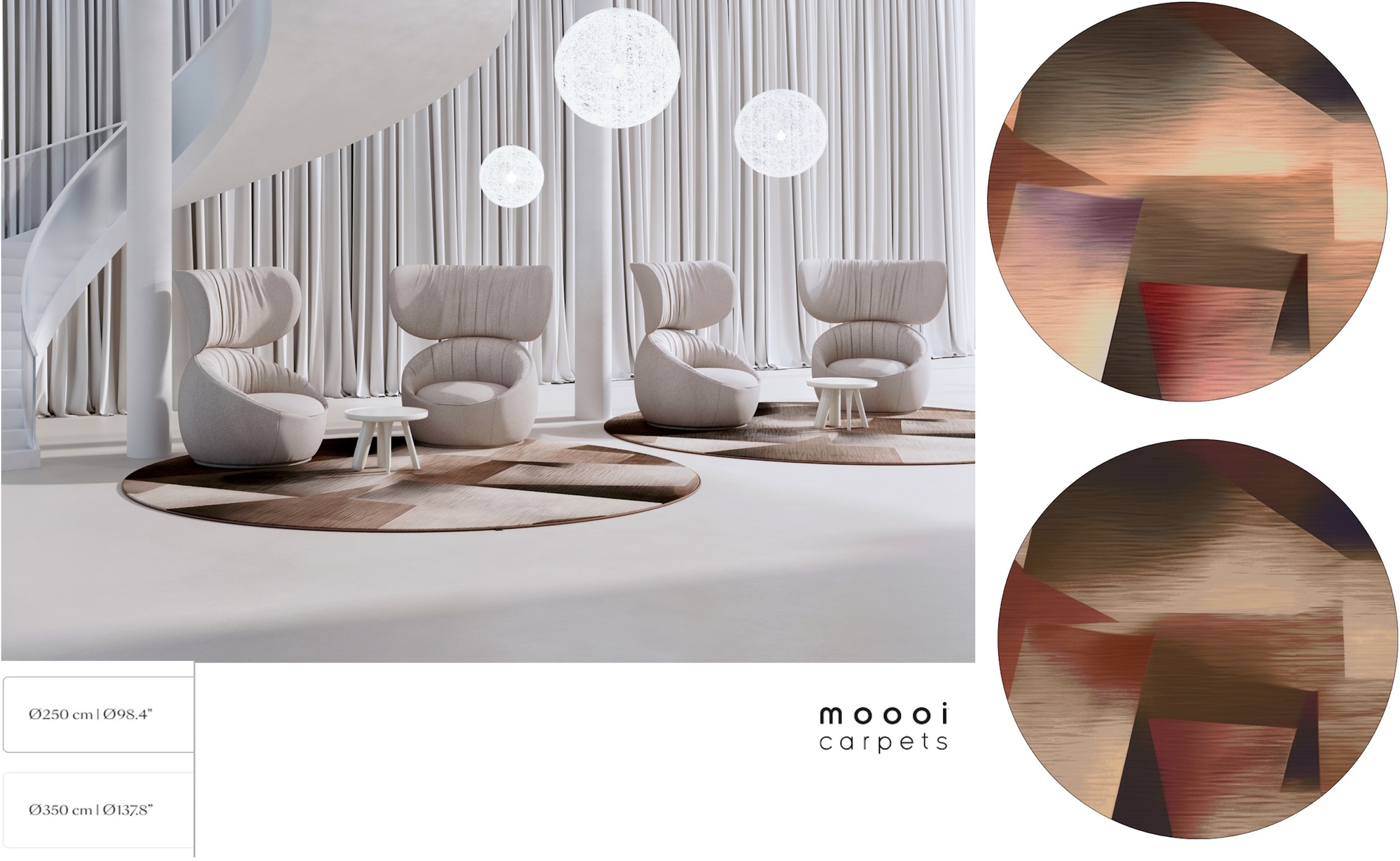 Ковер Moooi Noble Brown Geometric в интерьере современной гостиной с латунными акцентами